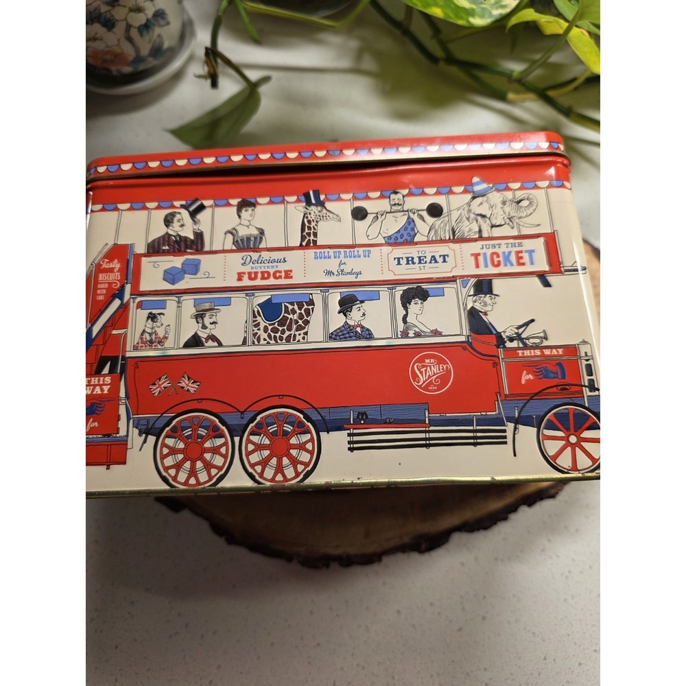 Mr Stanley's British Cookies Tin Bus Container,‎ Great Graphics,Empty